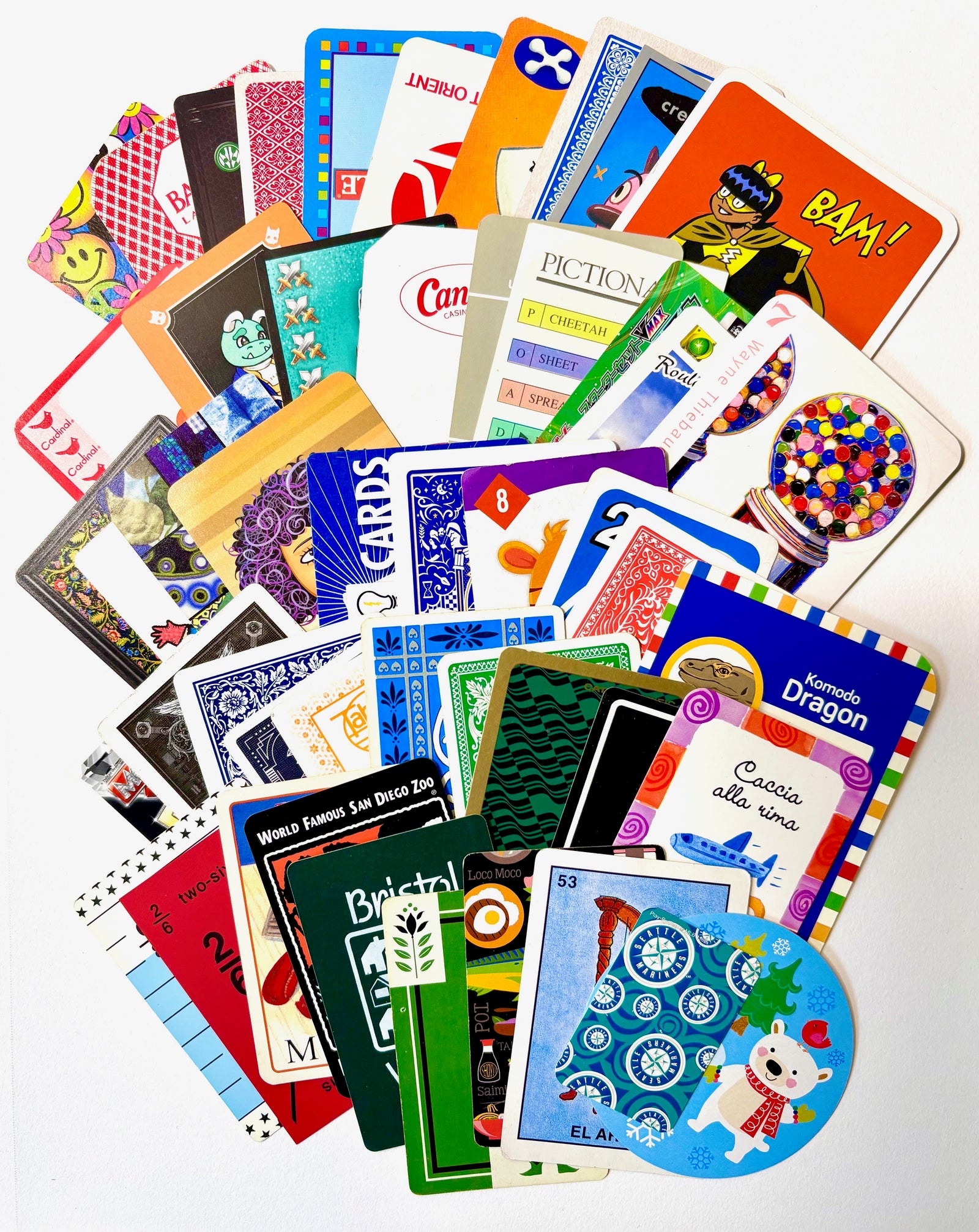 Mystery Ephemera Card Pack, 50 different vintage and modern playing cards, authentic game cards