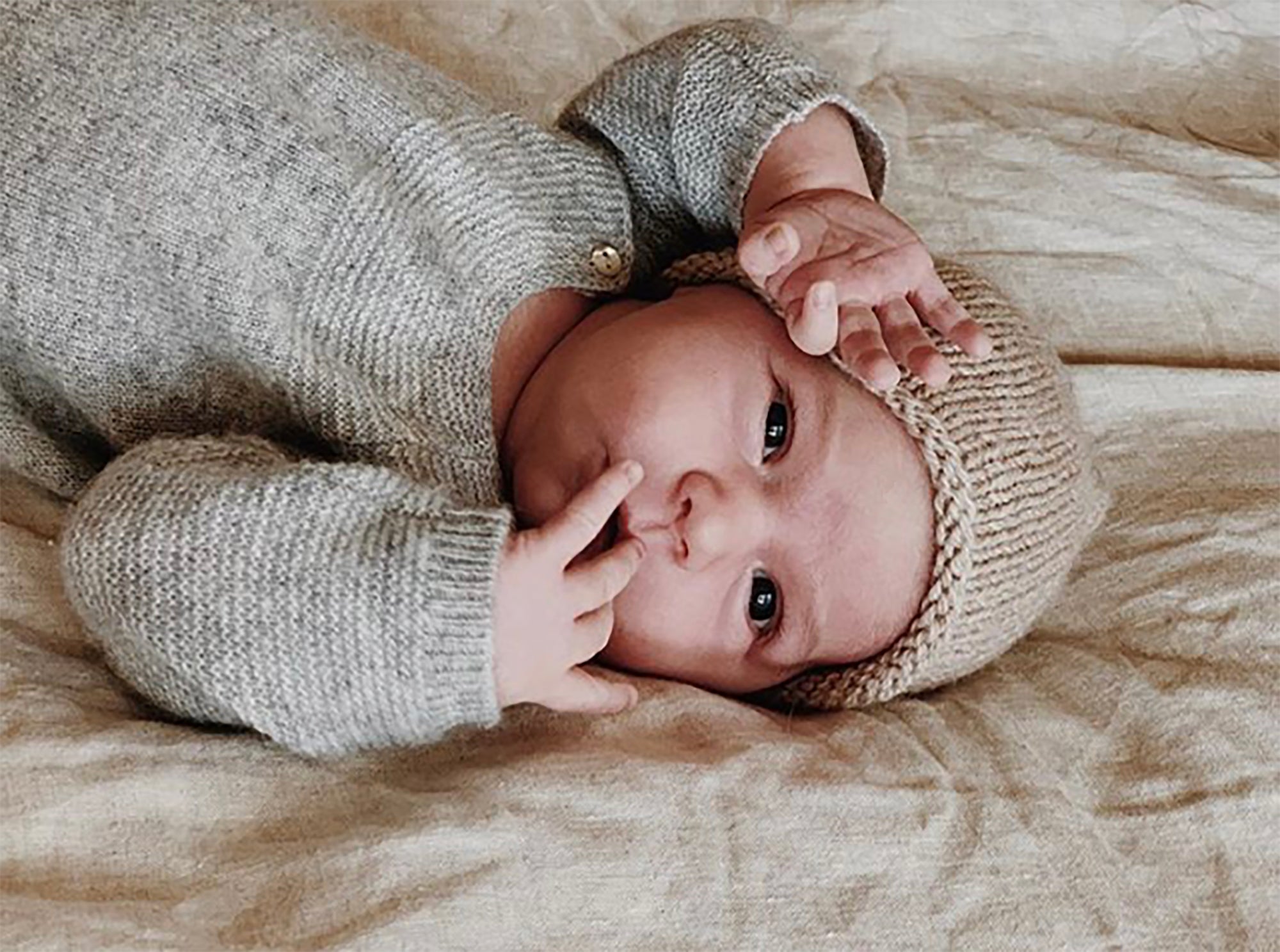 Newborn Baby Hat Knit with Certified Organic Merino Wool Yarn