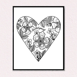 Bulletproof Heart with Flowers Print