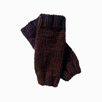 Outer Sunset Fingerless Mitts - Chocolate Brown, Knitted by Hand