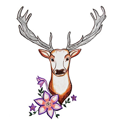 Stag Deer with Flowers 8x10 Art Print by Tanya Madoff