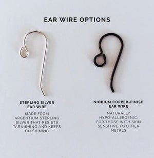 Ear Wire options: Argentium Sterling Silver OR Naturally hypo-allergenic Niobium Copper-Finish for those with sensitivities to other metals