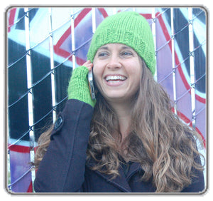 Outer Sunset Hat and Fingerless Mitts - Green Apple