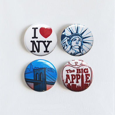 New York - Set of 4 Pin-back Buttons