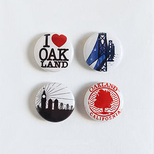 I Love Oakland - Set of Four Pin-Back Buttons