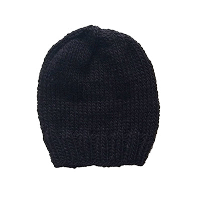 Outer Sunset Hat - Onyx (Black), knitted by hand