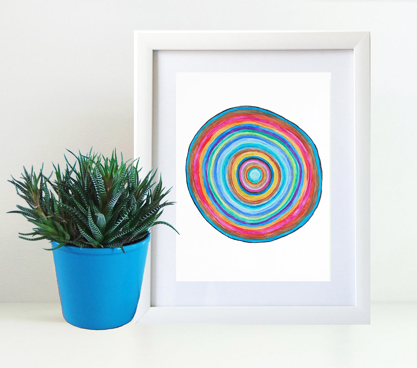 Rainbow Circle 8x10 Art Print by Tanya Madoff shown in frame