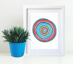 Rainbow Circle 8x10 Art Print by Tanya Madoff shown in frame