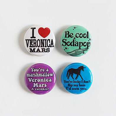 Veronica Mars Magnets - Set of Four Pin Back Buttons