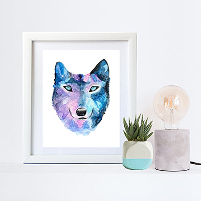 Watercolor Wolf Print